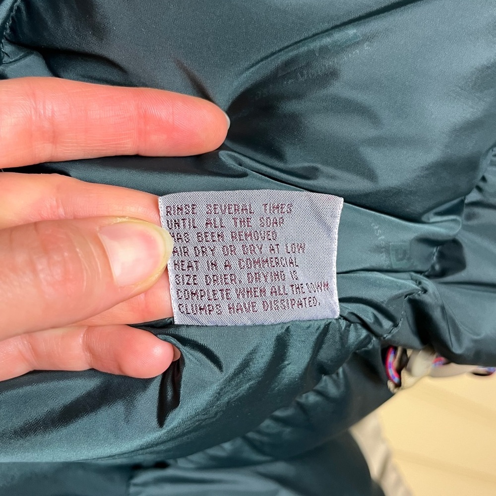 Vintage EMS Goose Down Parka XXL Hooded Beige Green Y2K Ski Winter Outerwear - Picture 12 of 16